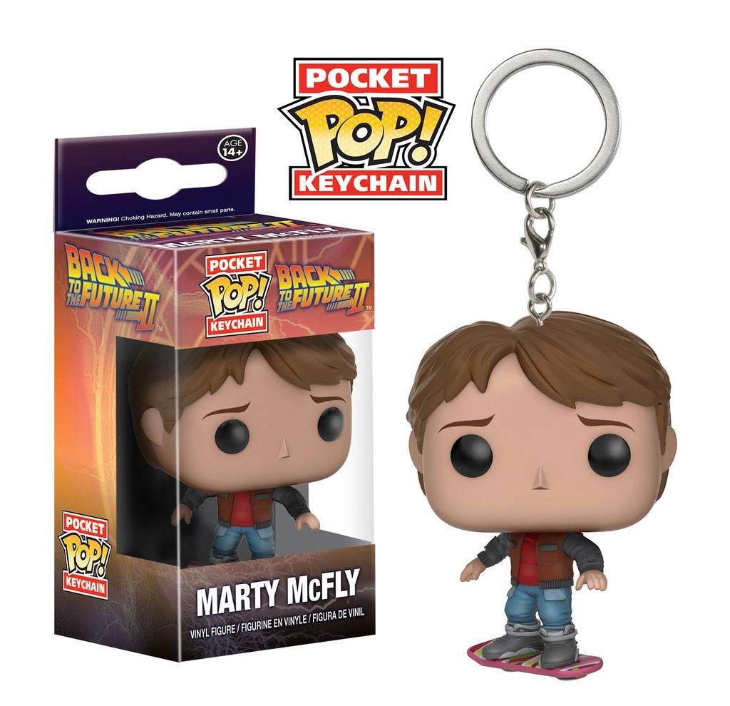 Retour vers le Futur II - Porte-clés Pocket POP! Marty McFly on Hoverboard  4 cm - Figurine-Discount