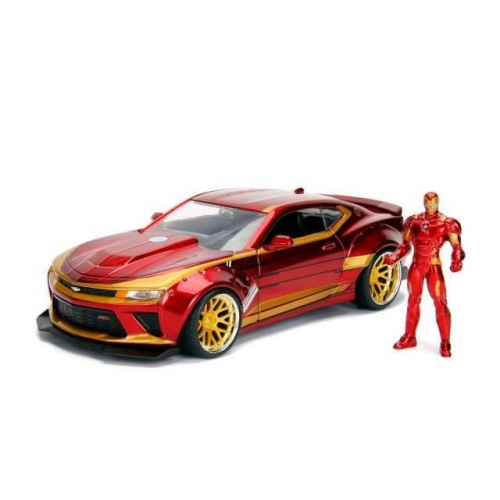 Marvel - Réplique métal 1/24 Chevrolet Camaro 2016 avec figurine Iron Man