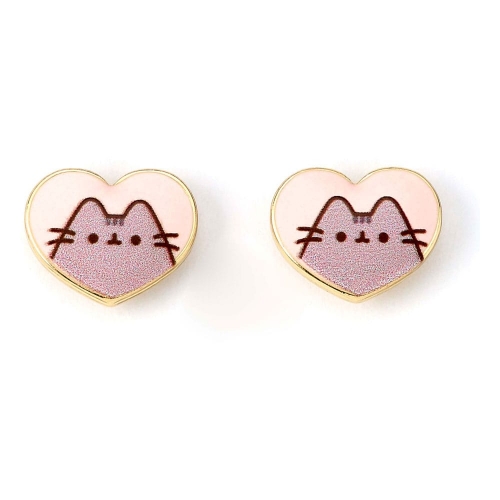 Pusheen - Boucles d'oreilles Stud Pink and Gold Heart