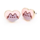 Pusheen - Boucles d'oreilles Stud Pink and Gold Heart