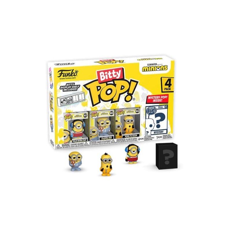 Les Minions - Minions pack 4 figurines Bitty POP! Vinyl Roller Skating Stuart 2,5 cm