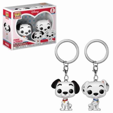 Disney - Les 101 Dalmatiens pack 2 porte-clés Pocket POP! Vinyl Pongo & Purdy 4 cm