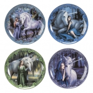 Anne Stokes - Pack 4 plaques Unicorn and Maiden