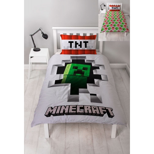 Minecraft - Parure de lit réversible Dynamite 135 x 200 cm / 48 x 74 cm