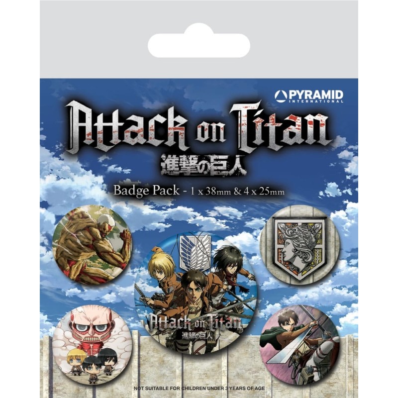 L'Attaque des Titans - Attack on Titan pack 5 badges Season 3