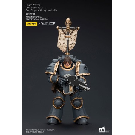 Warhammer - The Horus Heresy figurine 1/18 Space Wolves Grey Slayer Pack Grey Slayer With Legion Vexilla 12 cm