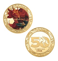 Dungeons & Dragons - Pièce de collection 50th Anniversary with Colour Print 24k Gold Plated Edition 4 cm