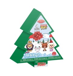 Rudolph, le petit renne au nez rouge - Rudolph Holiday 2024 pack 4 porte-clés Pocket POP! Vinyl Tree Holiday Box 4 cm