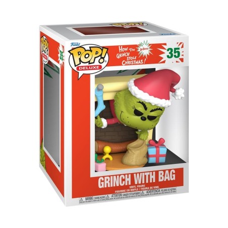 Le Grinch - Figurine POP! Deluxe Grinch avec son sac  9 cm
