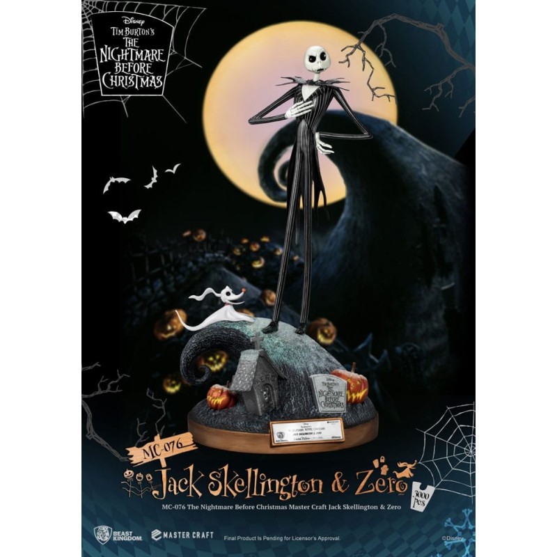 L'etrange Noël de Mr. Jack - L'Étrange Noël de monsieur Jack statuette Master Craft Jack Skellington & Zero 39 cm