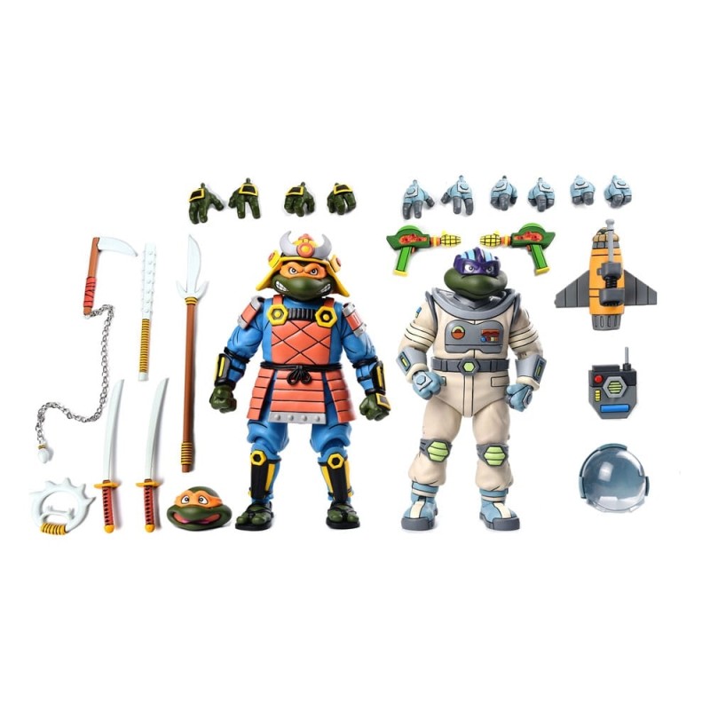 Tortues Ninja - (Cartoon) pack 2 figurines Space Adventure & Samurai Turtles 18 cm