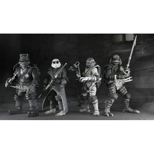 Universal Monsters X Teenage Mutant Ninja Turtles - Pack 4 figurines Turtles Black & White 18 cm
