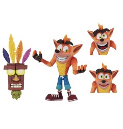 Crash Bandicoot - Figurine Ultra Deluxe Crash avec masque Aku Aku 14 cm