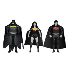 DC Direct - Pack de 3 Figurines Super Powers Batman, Superman & Wonder Woman Black & White Accent Edition Gold Label 13 cm