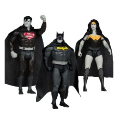 DC Direct - Pack de 3 Figurines Super Powers Batman, Superman & Wonder Woman Black & White Accent Edition Gold Label 13 cm