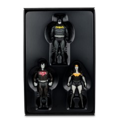 DC Direct - Pack de 3 Figurines Super Powers Batman, Superman & Wonder Woman Black & White Accent Edition Gold Label 13 cm