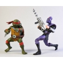 Les Tortues ninja - Pack 2 figurines Raphael vs Foot Soldier 18 cm