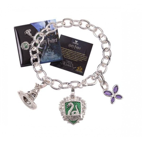 Harry Potter - Bracelet avec pendentifs plaqué argent Lumos Slytherin