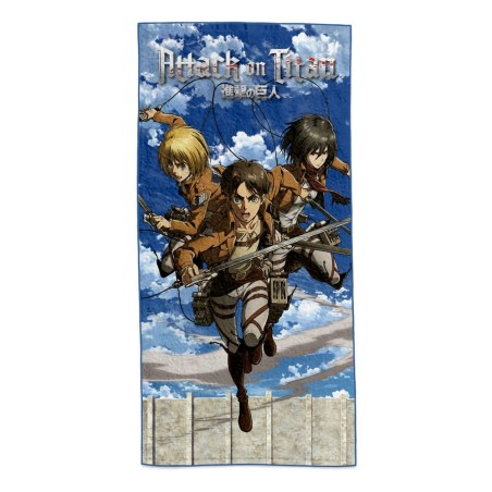 L'Attaque des Titans - Attack on Titan serviette de bain Eren, Mikasa & Armin 150 x 75 cm