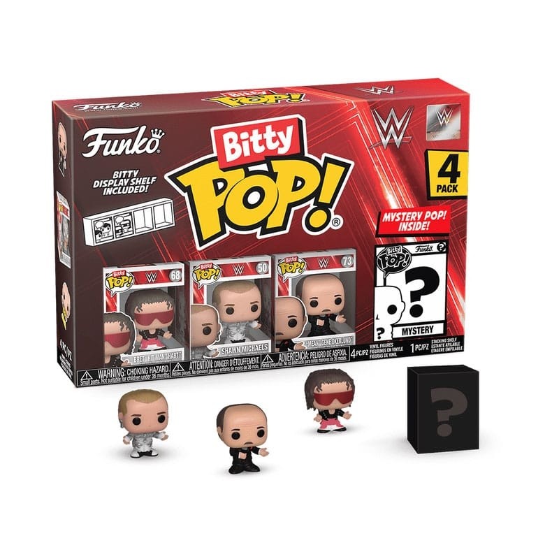 WWE - Pack 4 figurines Bitty POP! Vinyl Bret Hart 2,5 cm