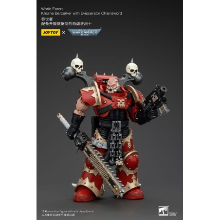 Warhammer 40k - Figurine 1/18 World Eaters Khorne Berzerker avec Eviscerator Chainsword 13 cm