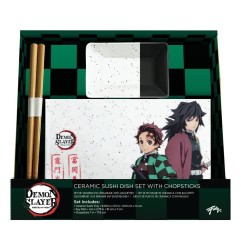 Demon Slayer - Plaque Sushi en céramique et baguettes Tanjiro & Giyu