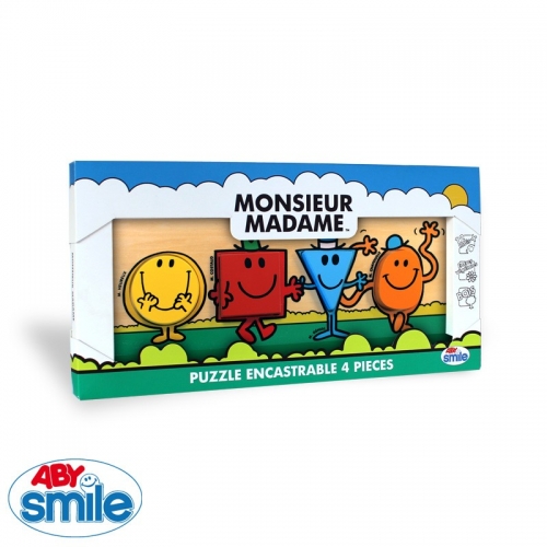 MONSIEUR MADAME - Bois - Puzzle encastrable 4 pièces