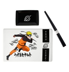 Naruto Shippuden - Plaque Sushi en céramique et baguettes Uzumaki