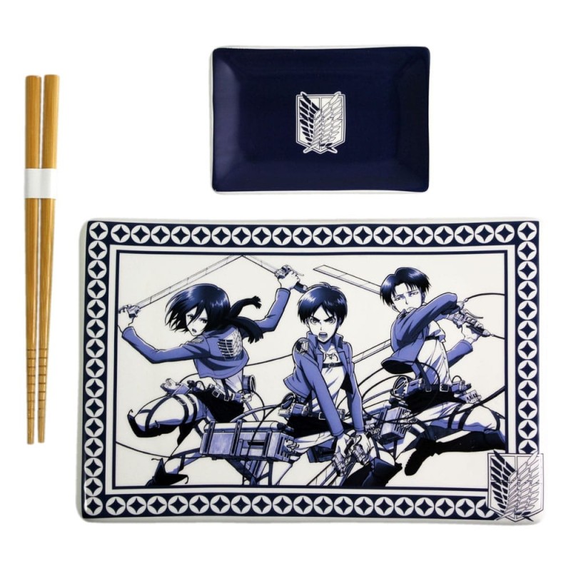 L'Attaque des Titans - Attack on Titan Plaque Sushi et baguettes ensemble en céramique