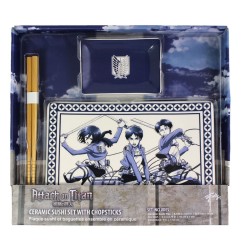 L'Attaque des Titans - Attack on Titan Plaque Sushi et baguettes ensemble en céramique