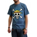 ONE PIECE - Tshirt Skull with map homme MC stone blue