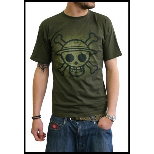 ONE PIECE - Tshirt Skull with map Used homme MC kaki