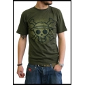 ONE PIECE - Tshirt Skull with map Used homme MC kaki