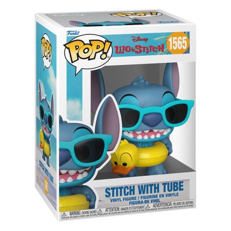 Lilo & Stitch - Figurine POP! Stitch avec sa bouée 9 cm