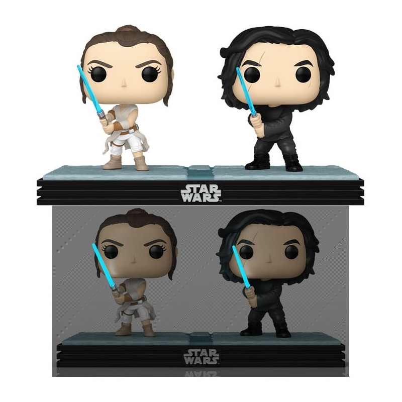 Star Wars - Pack 2 POP! Movie Moments Vinyl Bobble Head Kylo & Rey 9 cm