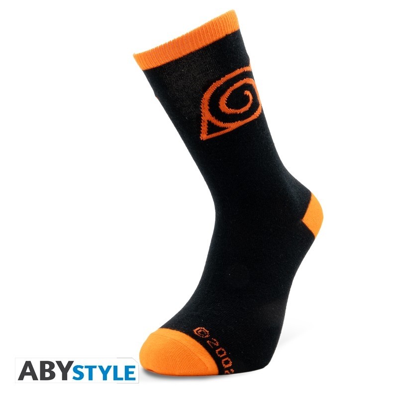 Naruto Shippuden - Chaussettes - Noir & Orange - Konoha
