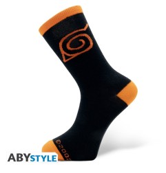 Naruto Shippuden - Paire de Chaussettes Konoha Noire & Orange