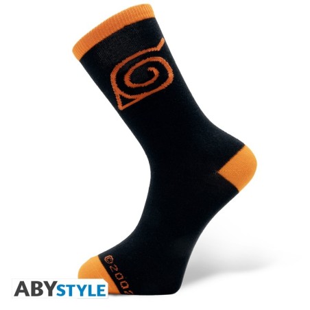 Naruto Shippuden - Chaussettes - Noir & Orange - Konoha