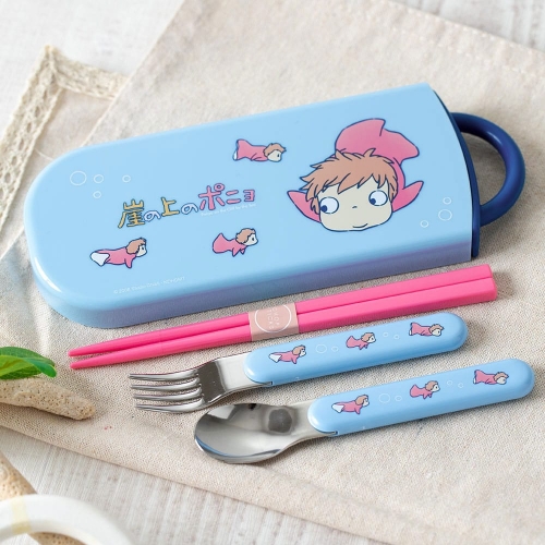 Ponyo sur la falaise - Set baguettes, cuillère et fourchette Ponyo sur la falaise