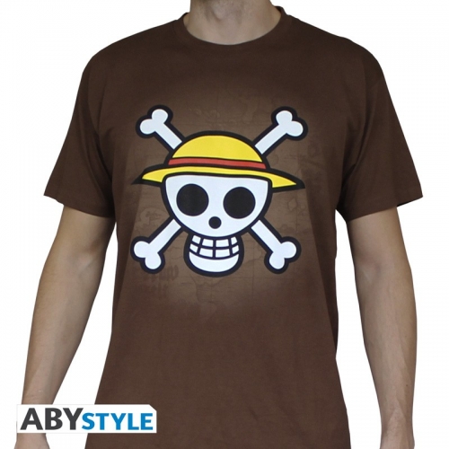 ONE PIECE - Tshirt Skull with map homme MC chocolat - limité