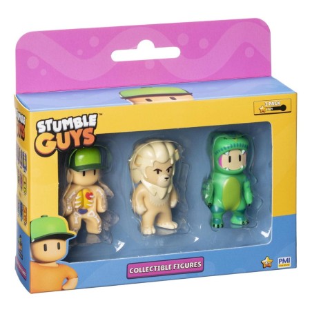 Stumble Guys - : Wave 2 Boîte de 3 figurines à collectionner Inside Out + Kiara + T-Rex Guy