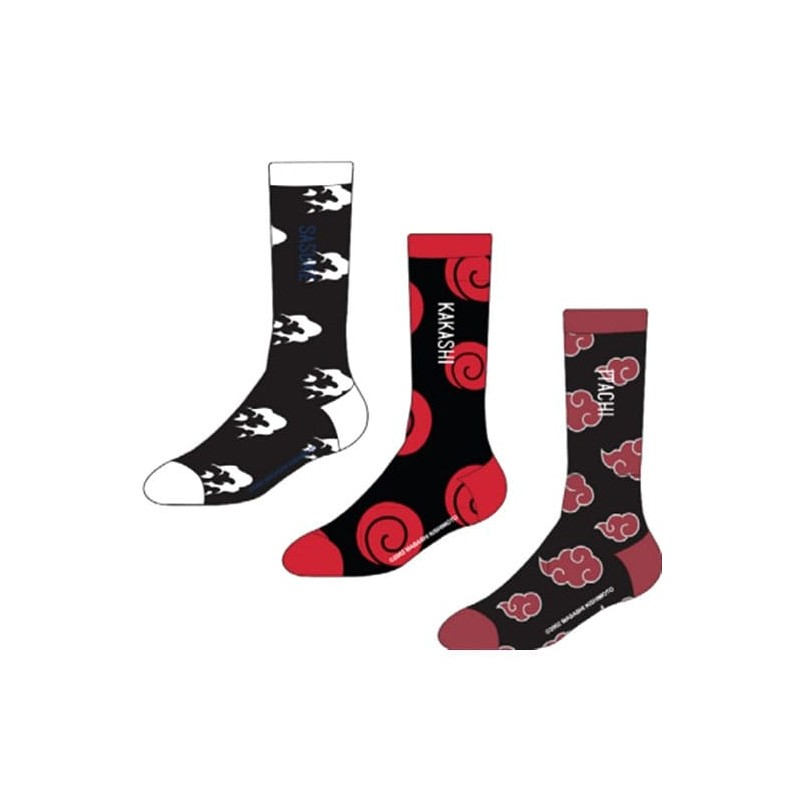 Naruto - Pack 3 paires de chaussettes Sasuke, Kakashi, Itachi 39-42 Naruto - Pack 3 paires de chaussettes Sasuke, Kakashi, Itachi 39-42