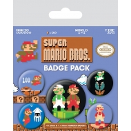 Super Mario Bros - Pack 5 badges Super Mario Bros