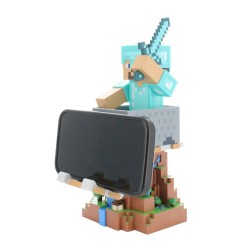 Minecraft - Figurine Cable Guys Steve in Diamond Armour support de manette et support de téléphone 22cm