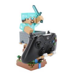 Minecraft - Figurine Cable Guys Steve in Diamond Armour support de manette et support de téléphone 22cm