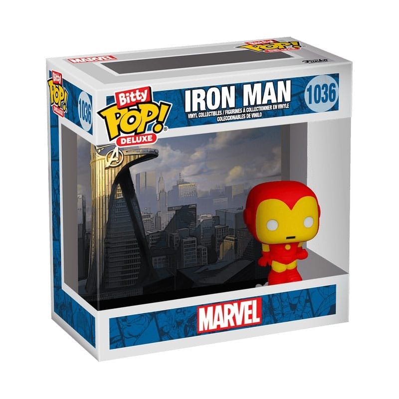 Marvel - Iron Man Bitty POP! Deluxe Vinyl Figure Iron Man(AvengerTower) Display (12) 2,5 cm