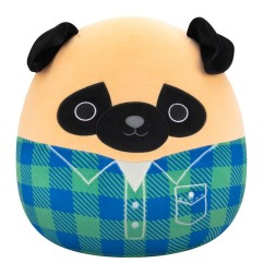Squishmallows - Peluche Brown Pug in Green and Blue Flannel Shirt Prince 30 cm