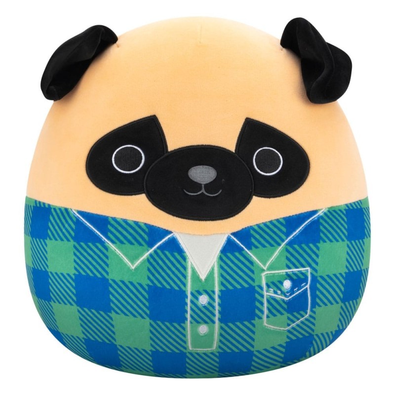 Squishmallows - Plush Figure Brown Pug in Green and Blue Flannel Shirt Prince 30 cm