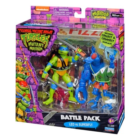 Les Tortues Ninja - Figurines Leonardo vs. Super Fly 11 cm