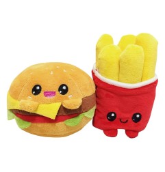 Yummis - Pack 2 peluches Yummis Together Burger & Fries in Take Away Bag 21 cm